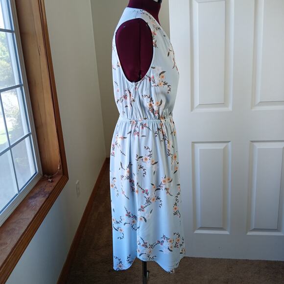 Ava & Viv Floral Blouson Dress XL lightweight summer button front blue - Picture 4 of 15